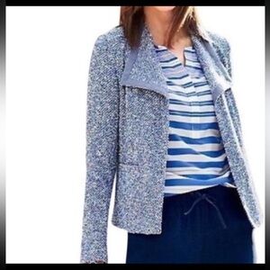Women’s Talbots Blue Tweed Drape Open Front Blazer XS‎
